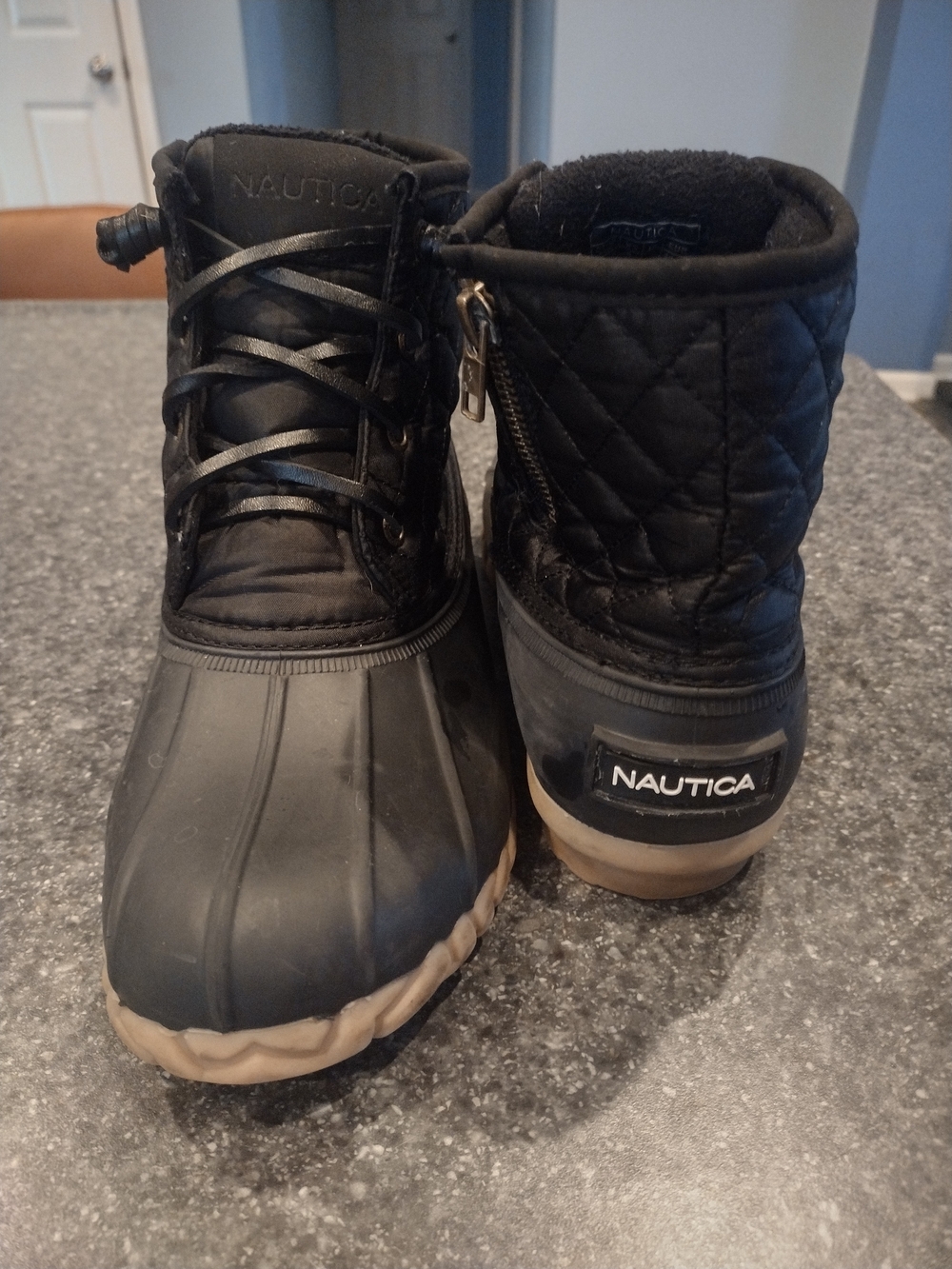Nautica Women's Black Quilted Winter Duck Boots
